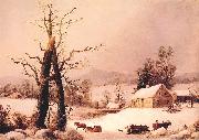 George Henry Durrie Winter Farmyard and Sleigh Spain oil painting artist